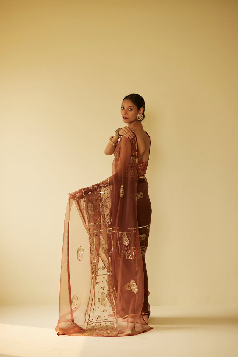 Brown Meera Saree