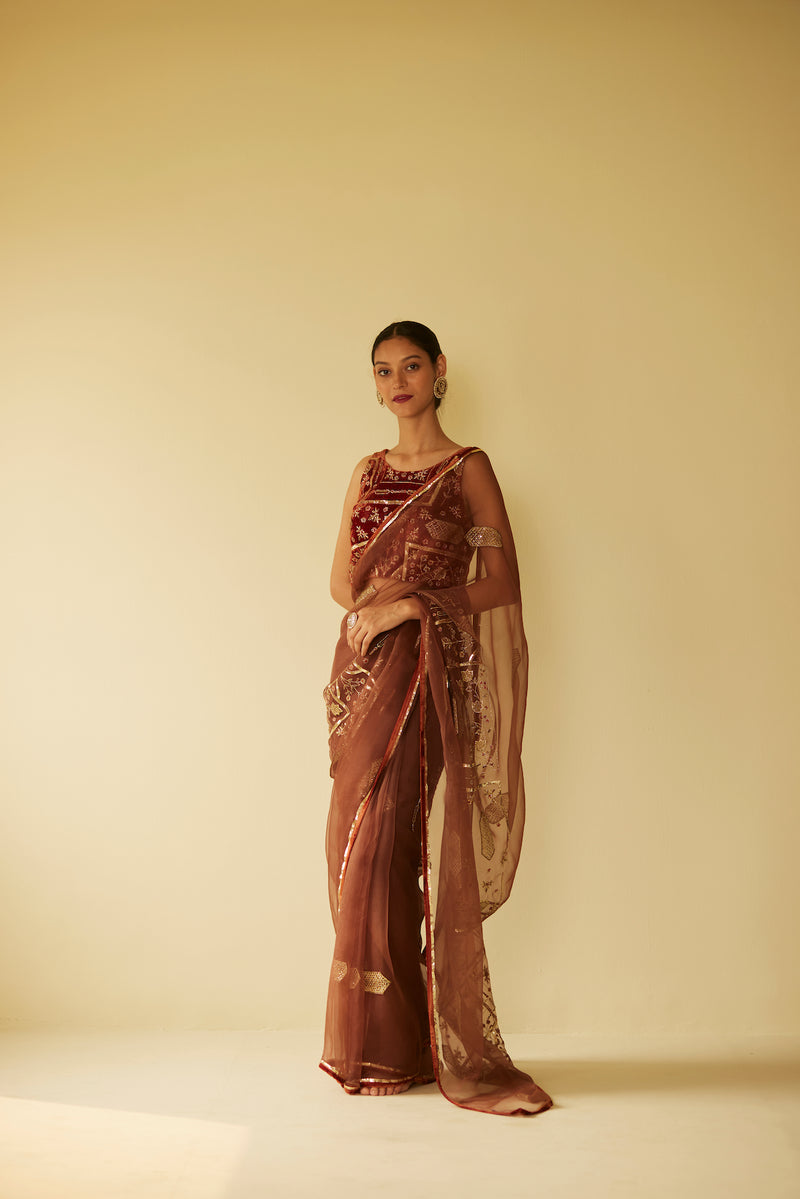 Brown Meera Saree