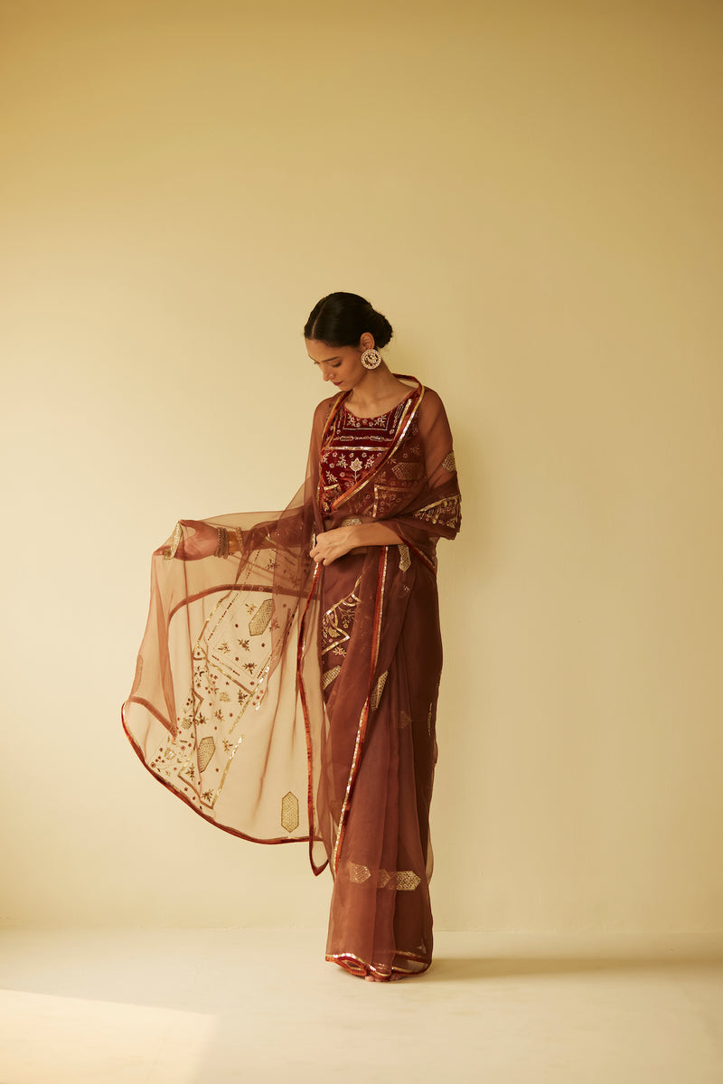 Brown Meera Saree