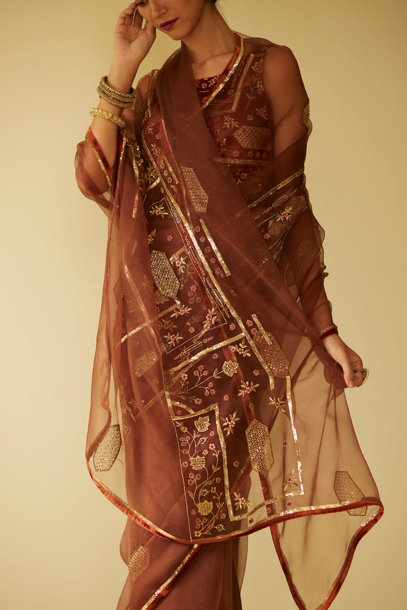 Brown Meera Saree