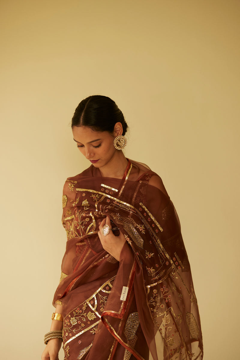 Brown Meera Saree