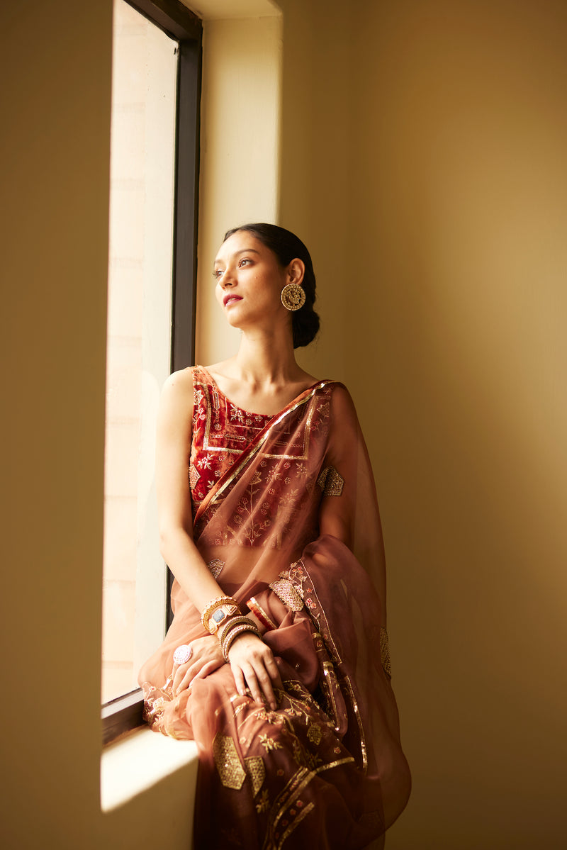 Brown Meera Saree