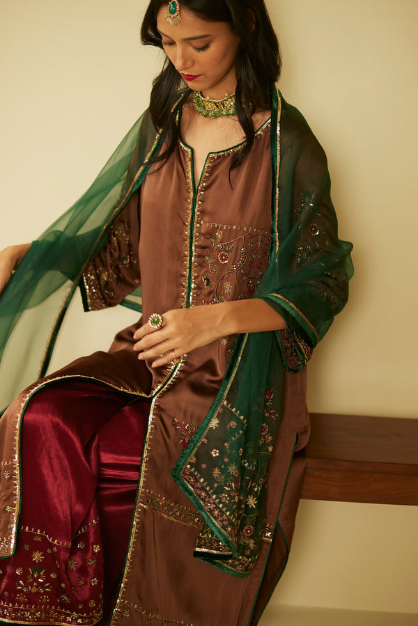 Brown Farida Kurta Set