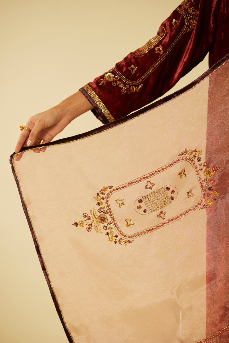 Peach Dareecha Tissue Dupatta