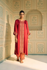 Red Seerat Kurta Set