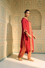 Red Seerat Kurta Set