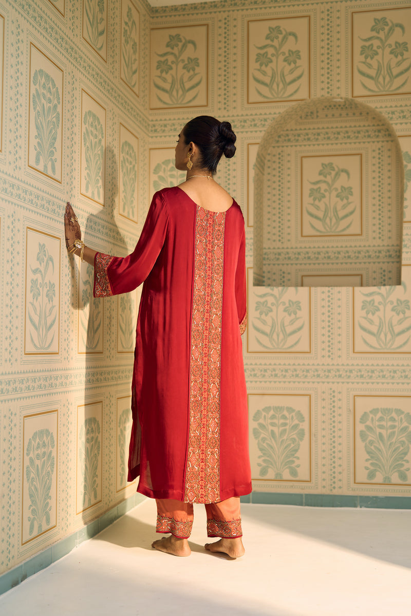 Red Seerat Kurta Set