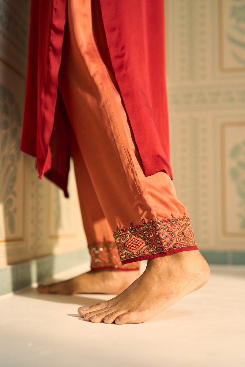 Red Seerat Kurta Set