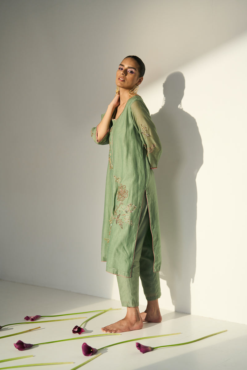 Green Balori Kurta set