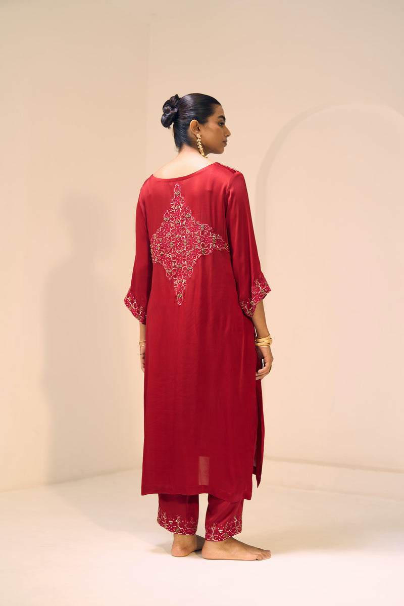 Red Isha Kurta Set