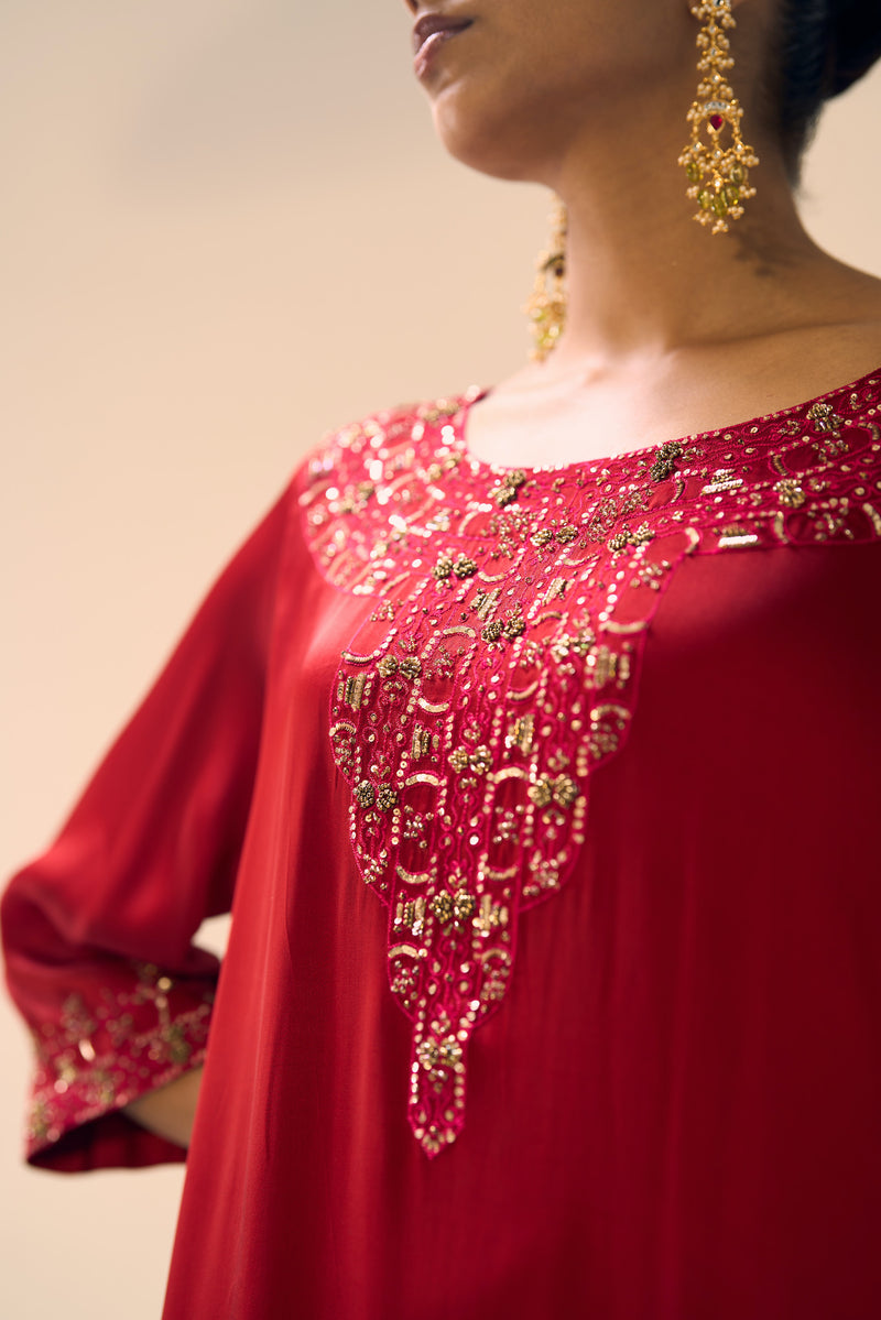 Red Isha Kurta Set