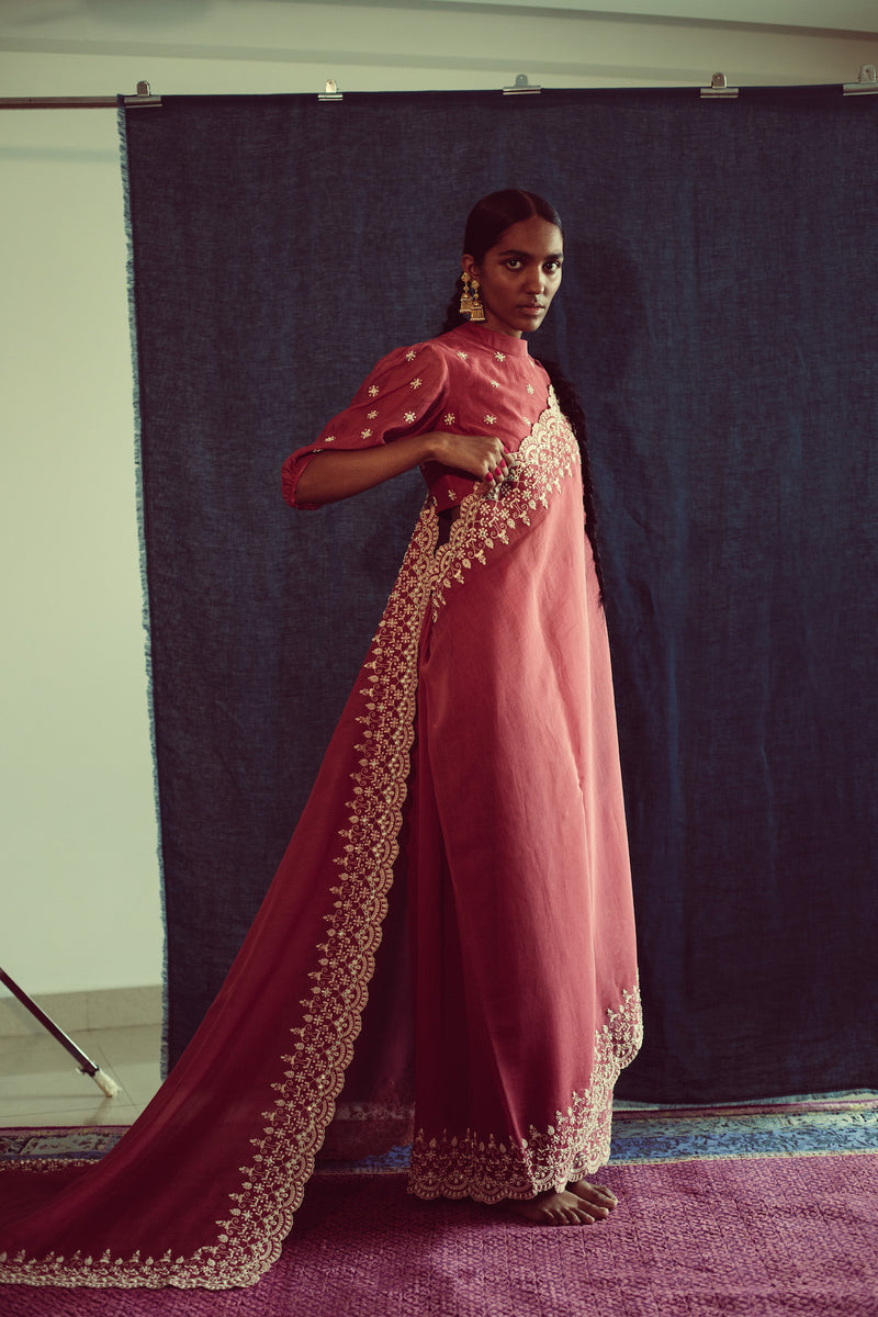 Baby Pink Silk Pastel Saree with Jacket Blouse