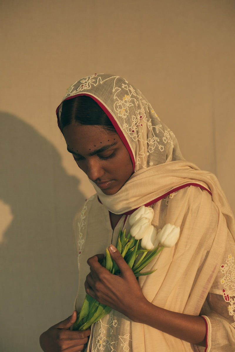 Pearls of White Dupatta