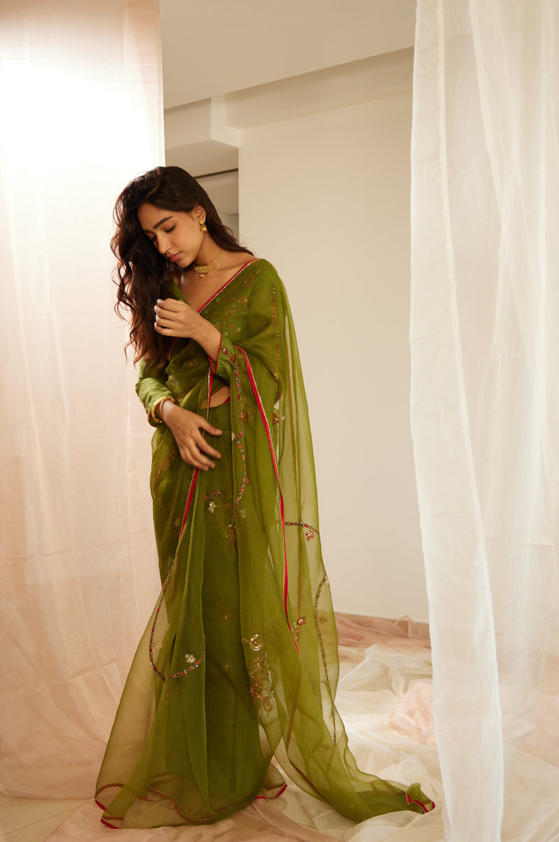 Green Dhuleti Saree