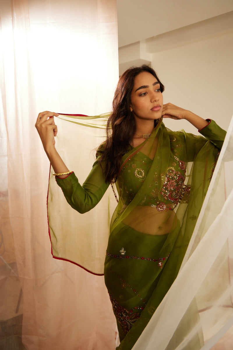 Green Dhuleti Saree