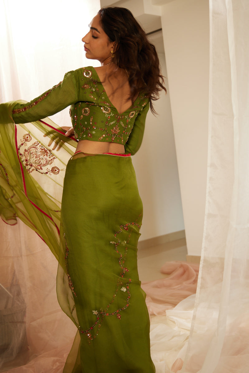 Green Dhuleti Saree