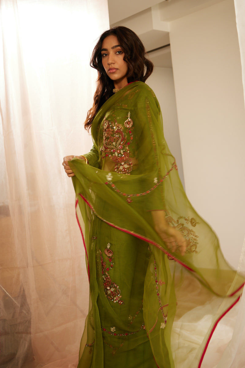 Green Dhuleti Saree