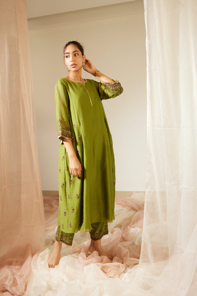 Green Poornima Kurta Set