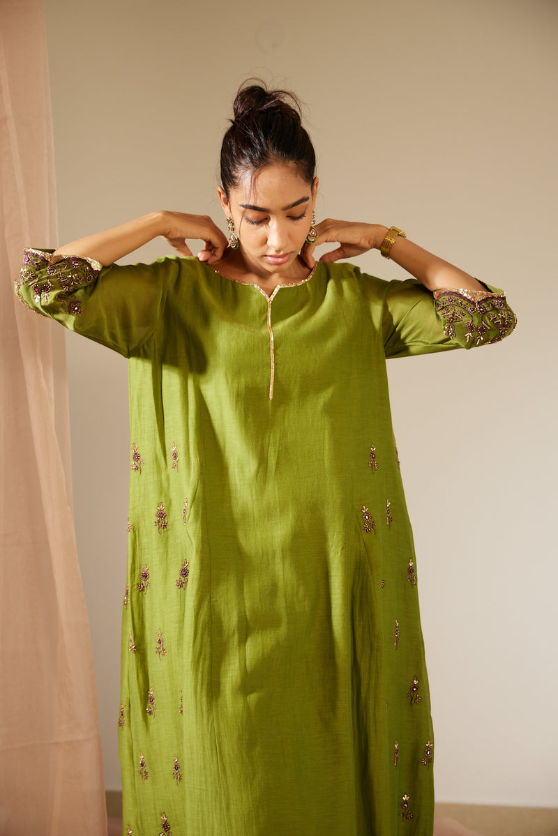 Green Poornima Kurta Set