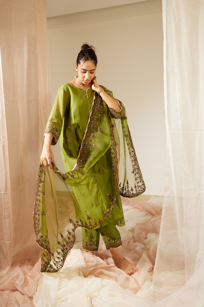 Green Poornima Kurta Set