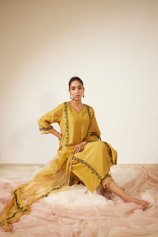 Yellow Abir Kurta Set