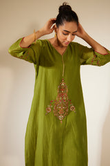 Green Dhuleti Kurta Set