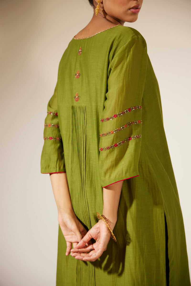 Green Dhuleti Kurta Set