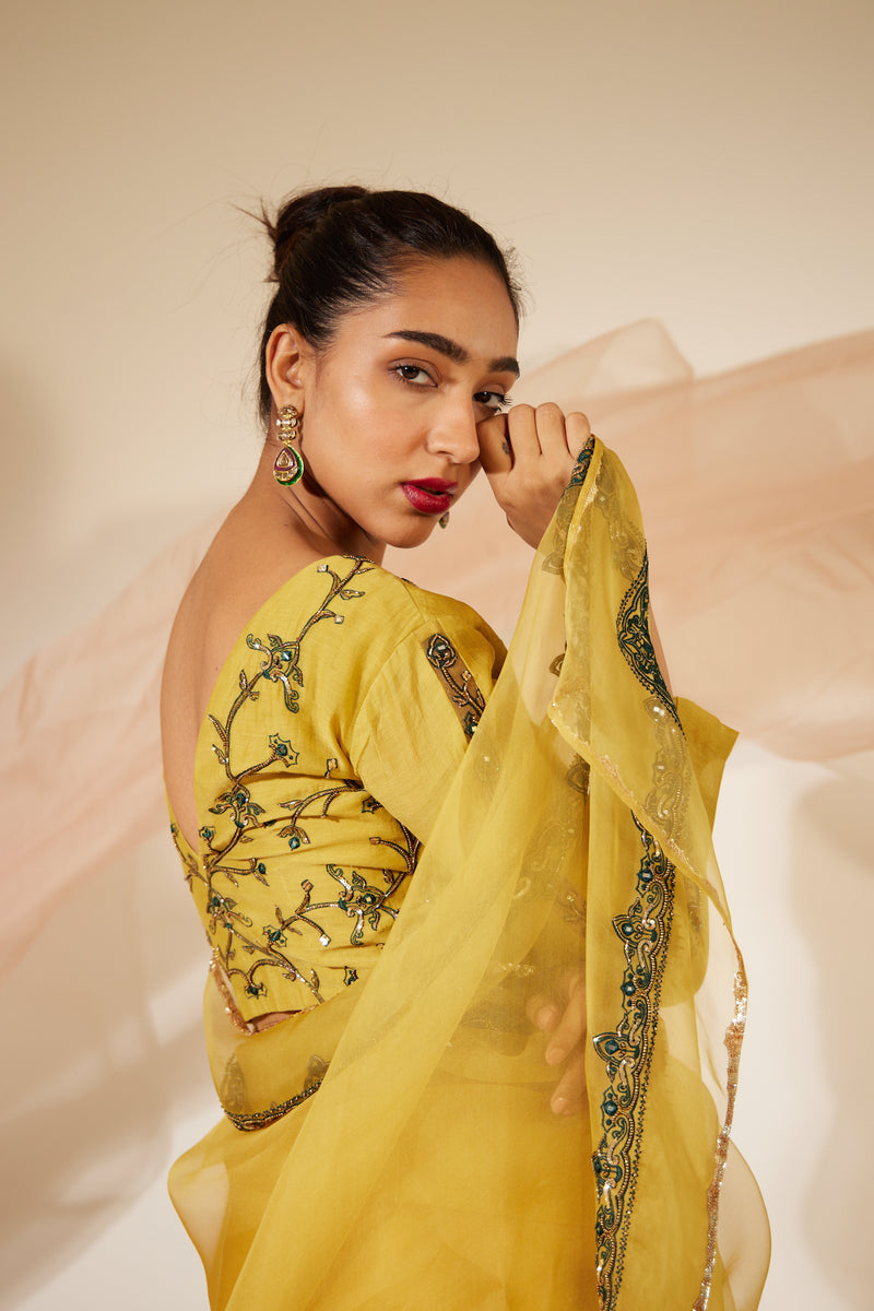 Yellow Abir Saree