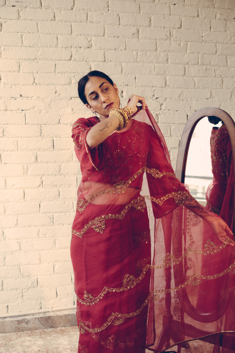 Red Karuna Saree