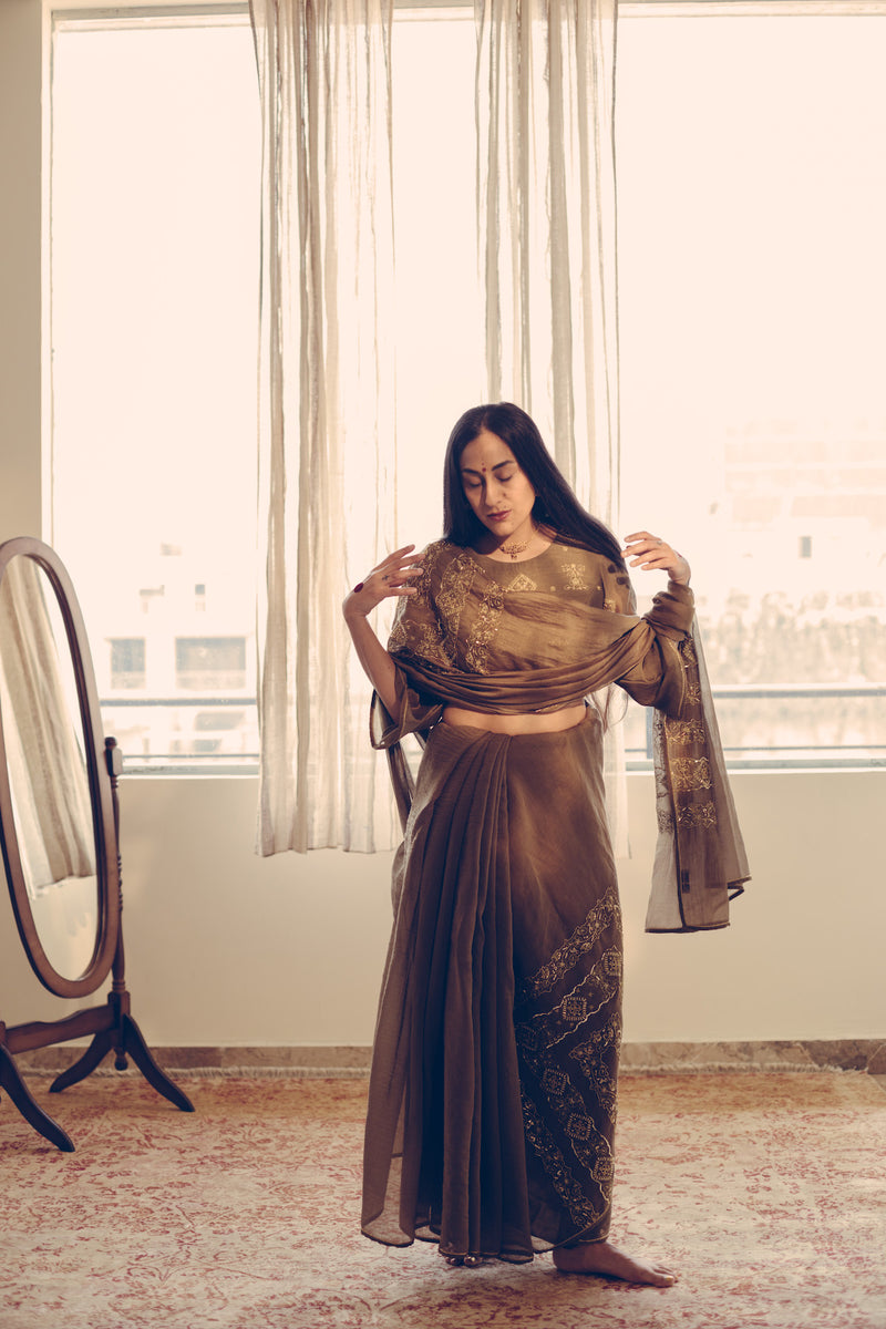 Olive Nizam Motif Saree