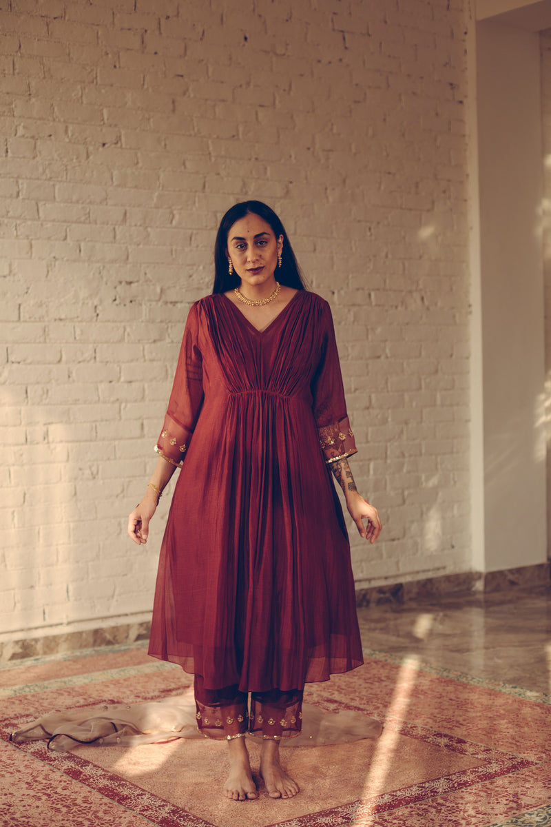 Maroon Noor Kaftan Set