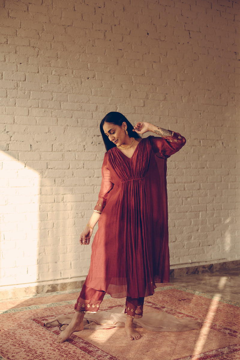 Maroon Noor Kaftan Set