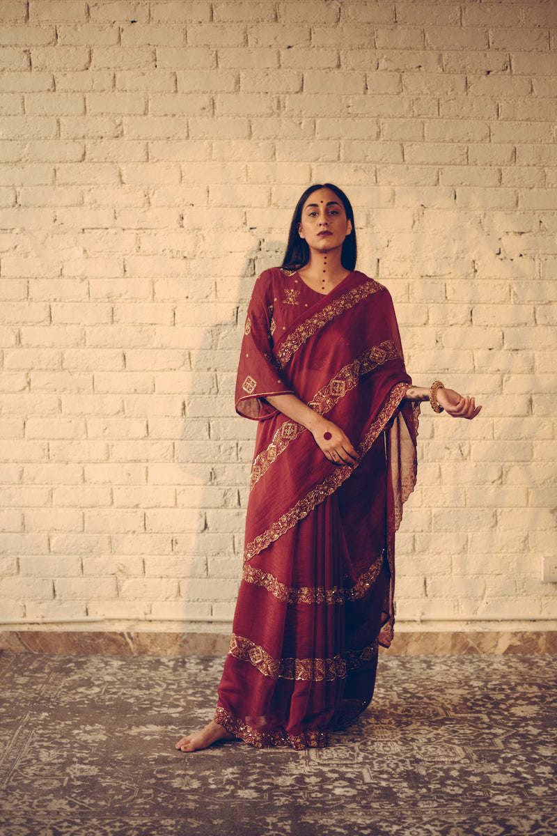 Maroon Nizam Saree