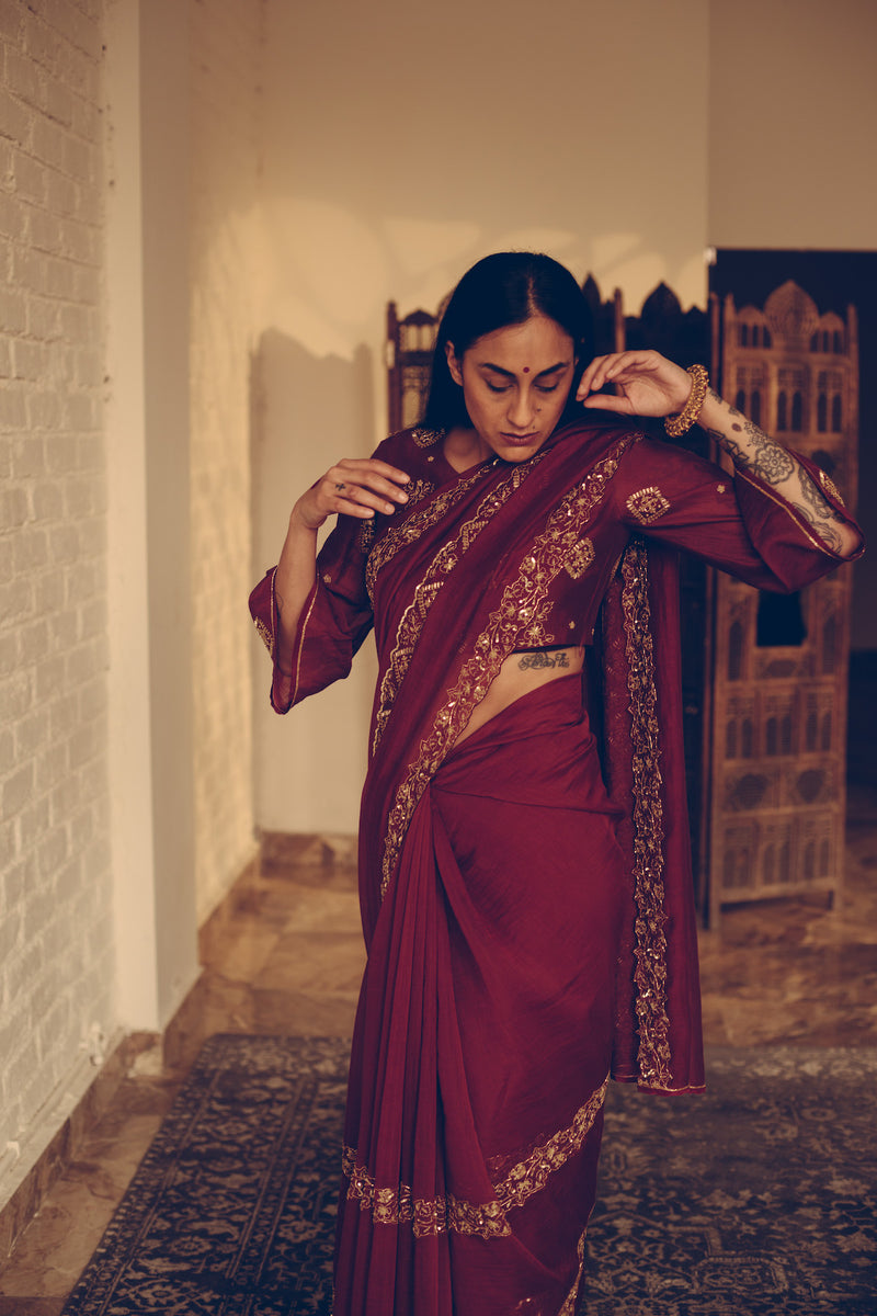 Maroon Nizam Saree