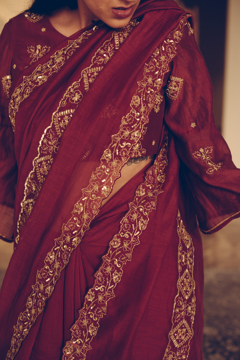 Maroon Nizam Saree