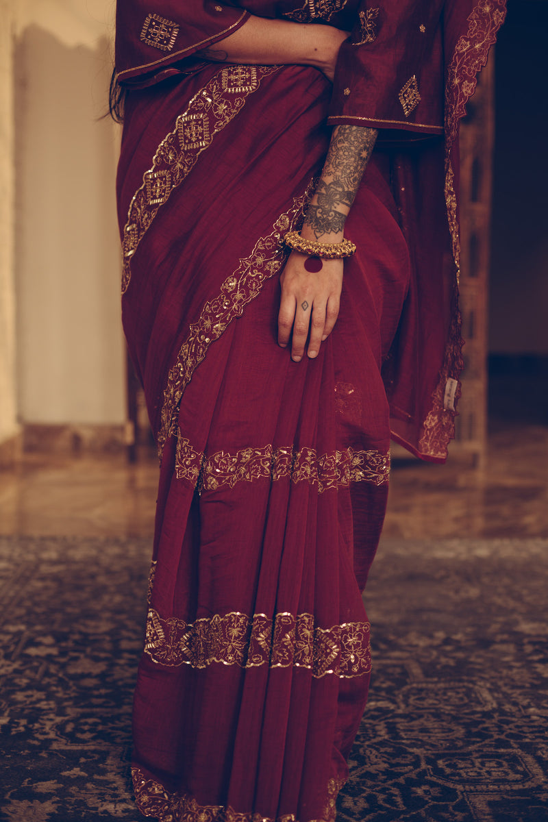 Maroon Nizam Saree