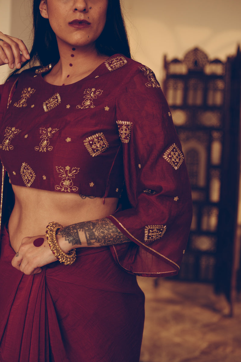 Maroon Nizam Saree