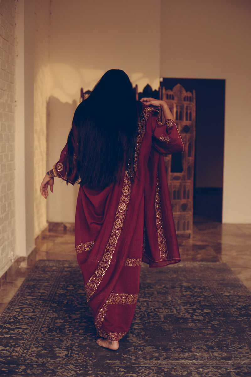 Maroon Nizam Saree