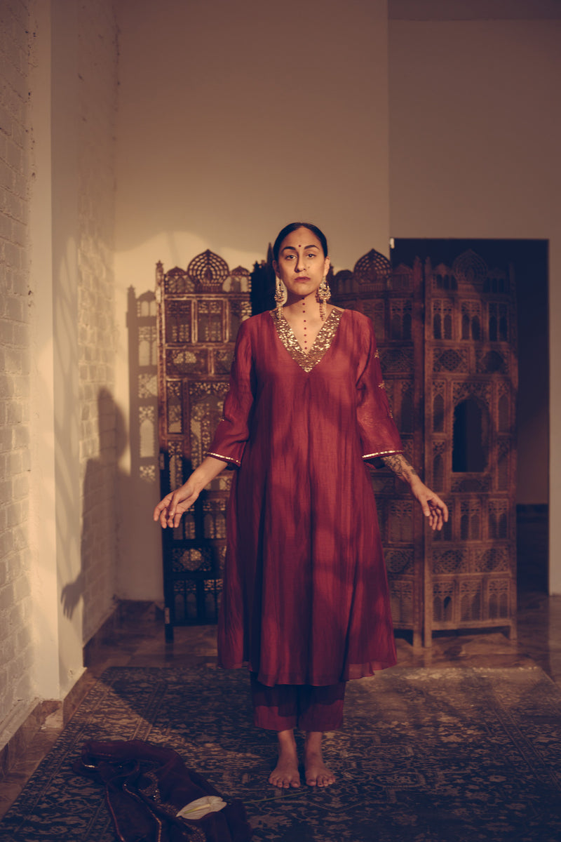 Maroon Karuna Kurta Set